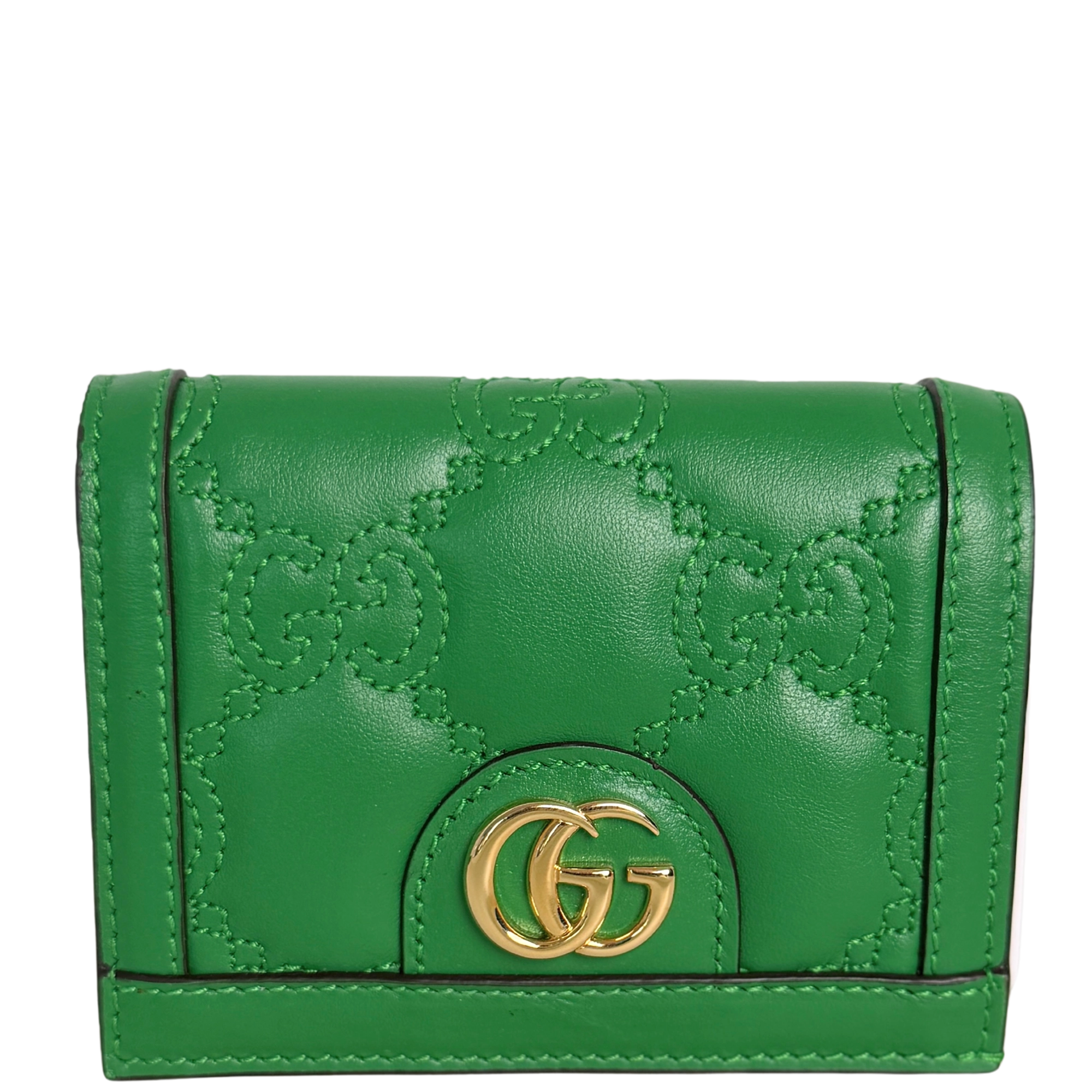 Gucci GG Matelasse Geldbörse grün Leder / neuwertig Gucci