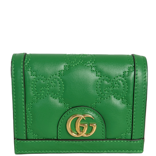 Gucci GG Matelasse Geldbörse grün Leder / neuwertig Gucci