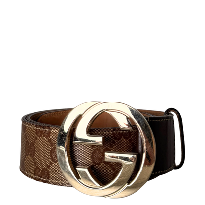 Gucci Interlocking GG Gürtel Canvas Größe 85 Braun / sehr gut Gucci