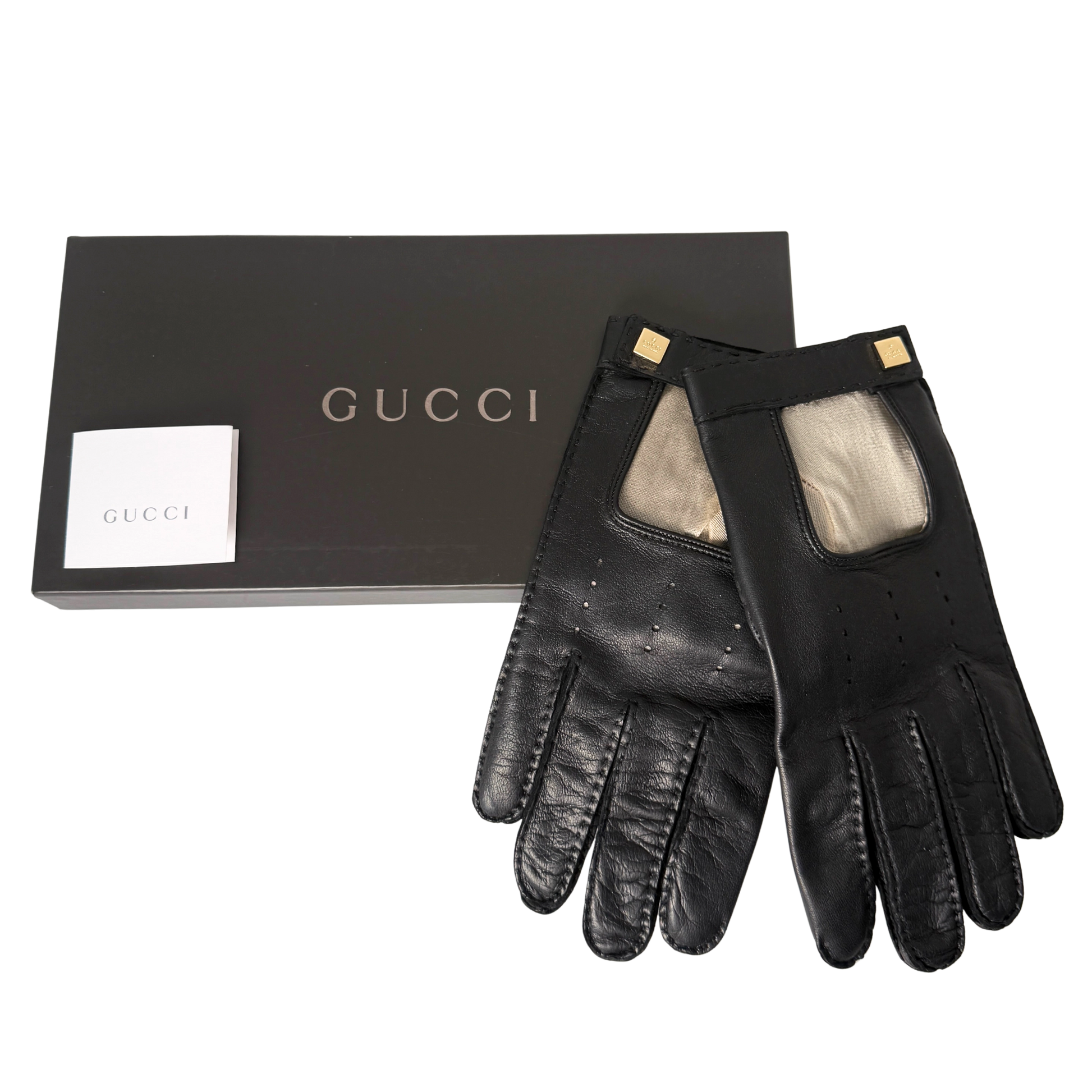 Gucci Lederhandschuhe Größe 8 1/2 Schwarz / neuwertig Gucci