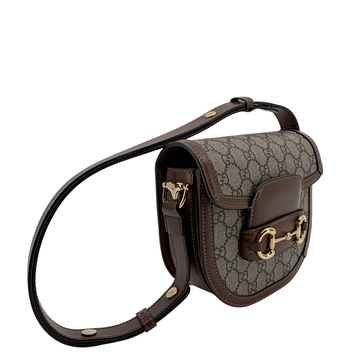 Gucci Horsebit 1955 Mini Rounded GG Supreme Canvas Beige Braun Gold – Ansicht 2