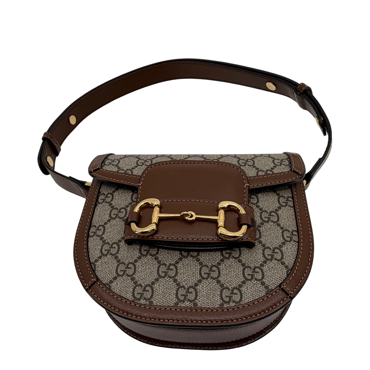 Gucci Horsebit 1955 Mini Rounded GG Supreme Canvas Beige Braun Gold – Ansicht 5