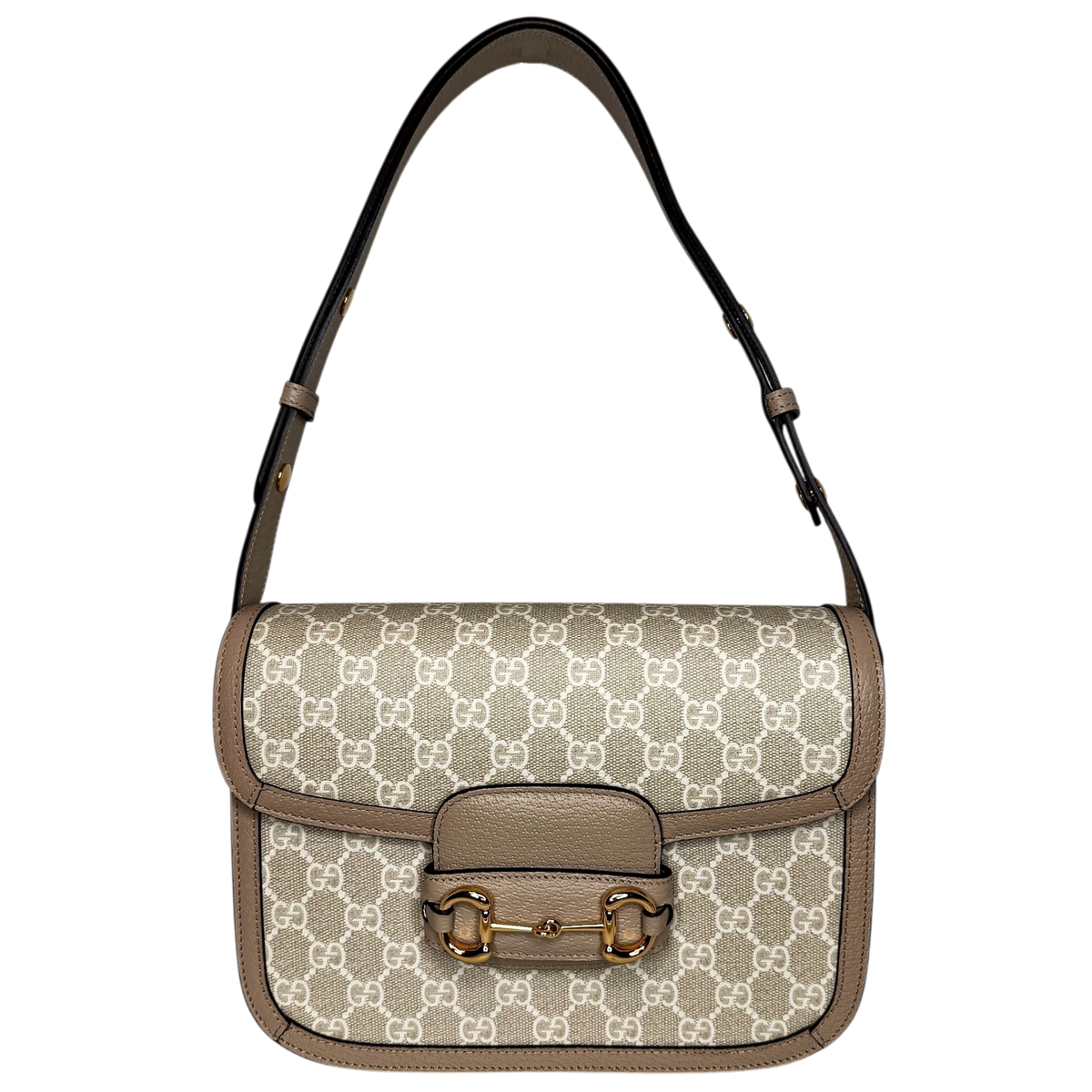 Gucci Horsebit 1955 Small Shoulder Bag GG Supreme Beige Weiß Gold Gucci
