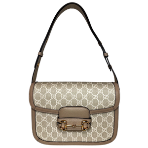 Gucci Horsebit 1955 Small Shoulder Bag GG Supreme Beige Weiß Gold