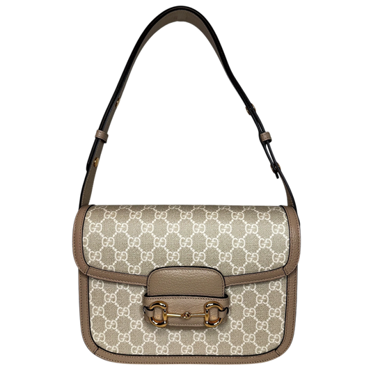 Gucci Horsebit 1955 Small Shoulder Bag GG Supreme Beige Weiß Gold Gucci