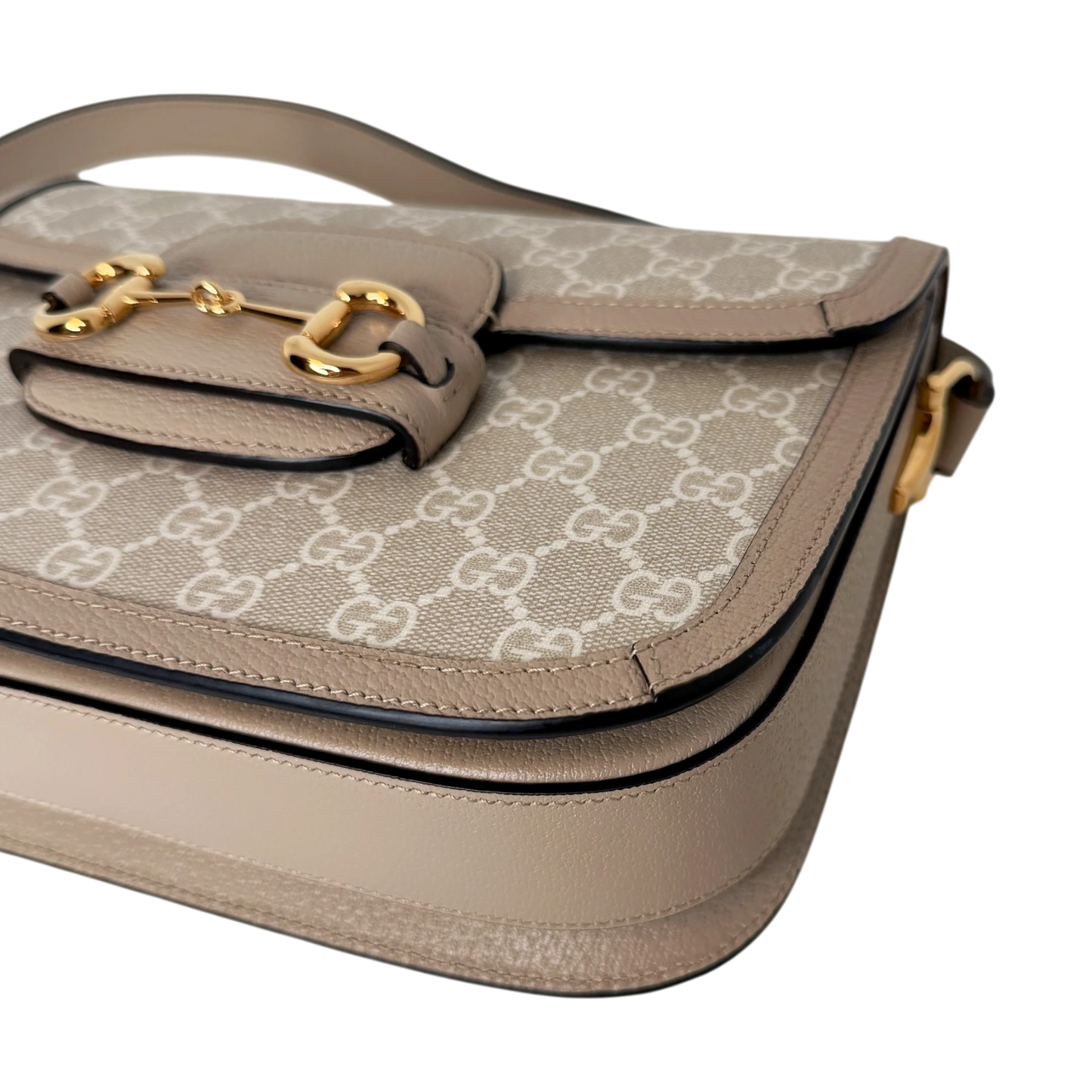 Gucci Horsebit 1955 Small Shoulder Bag GG Supreme Beige Weiß Gold Gucci