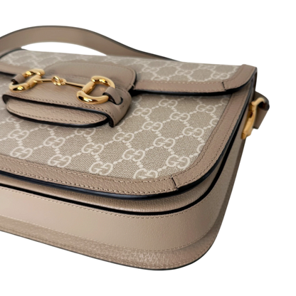 Gucci Horsebit 1955 Small Shoulder Bag GG Supreme Beige Weiß Gold Gucci