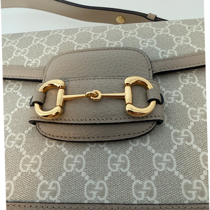 Gucci Horsebit 1955 Small Shoulder Bag GG Supreme Beige Weiß Gold Gucci