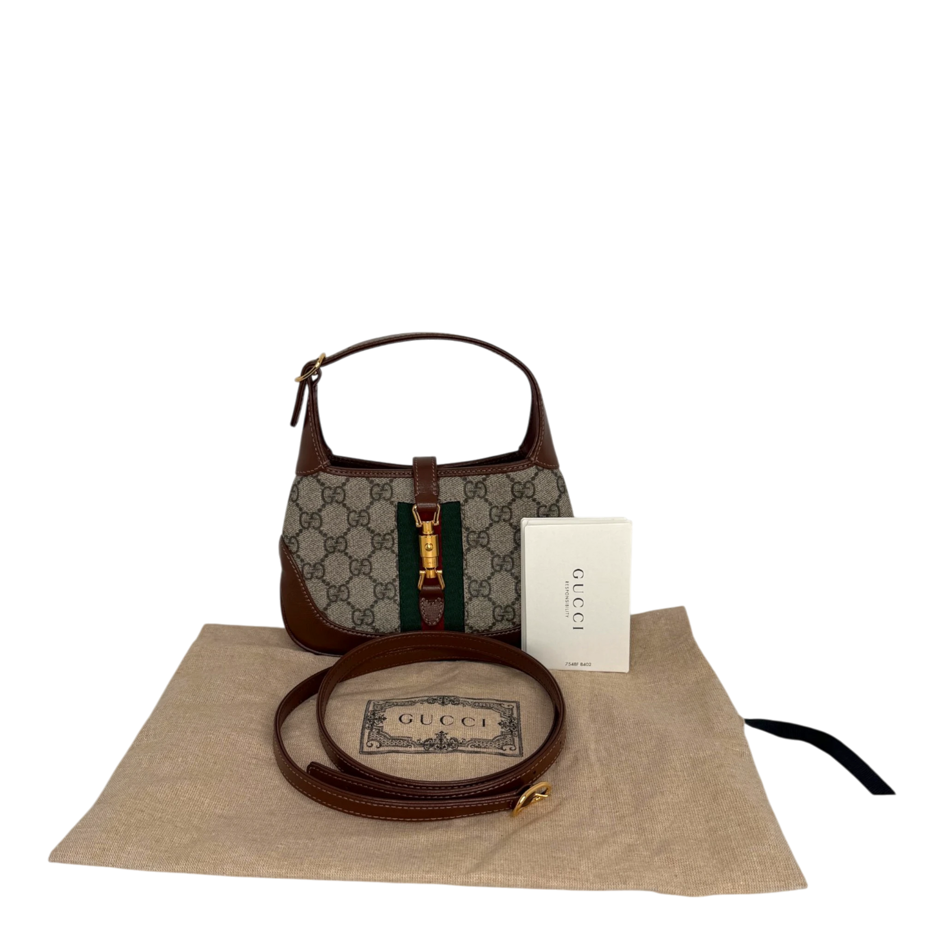 Gucci Jackie 1961 Mini Schultertasche GG Supreme Canvas Beige Ebony Gucci