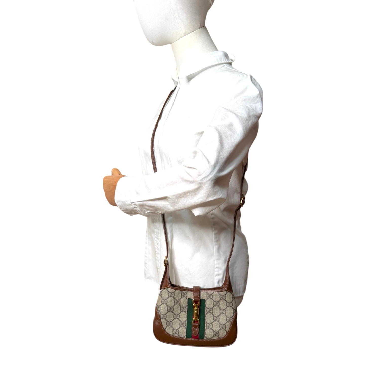 Gucci Jackie 1961 Mini Schultertasche GG Supreme Canvas Beige Ebony Gucci