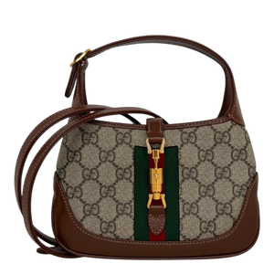 Gucci Jackie 1961 Mini Schultertasche GG Supreme Canvas Beige Ebony