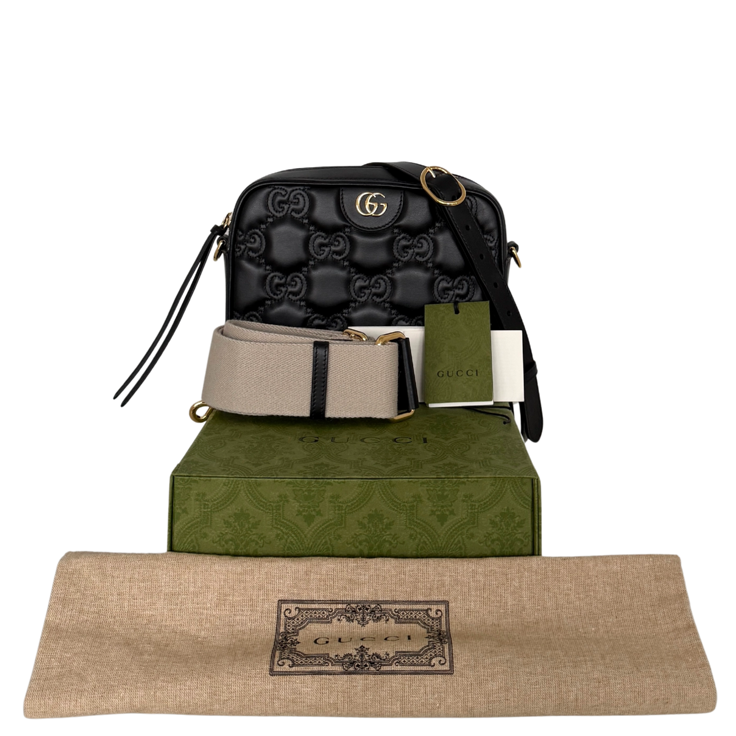 Gucci GG Matelassé Umhängetasche Schwarz / sehr gut Gucci