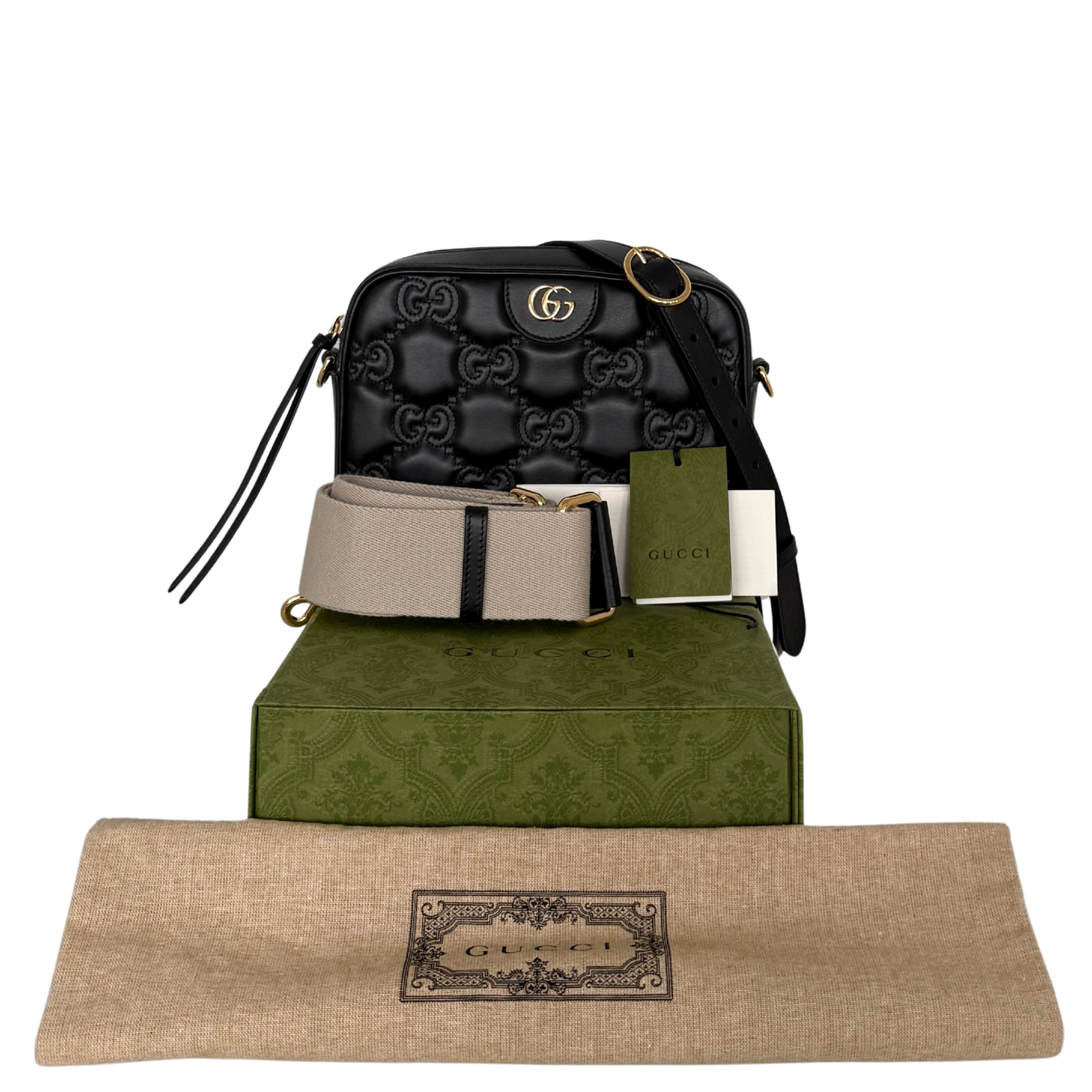 Gucci GG Matelassé Umhängetasche Schwarz / sehr gut Gucci
