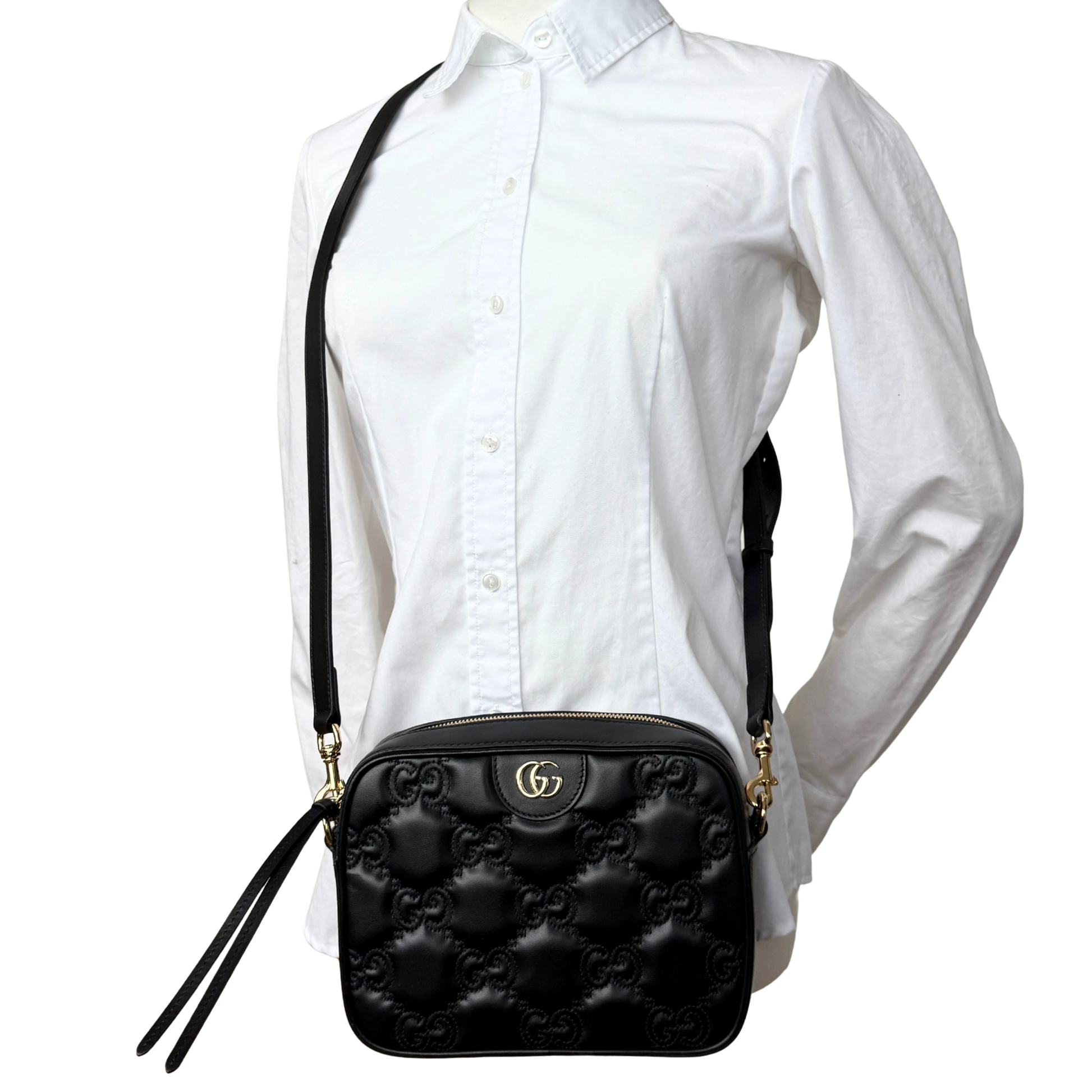 Gucci GG Matelassé Umhängetasche Schwarz / sehr gut Gucci