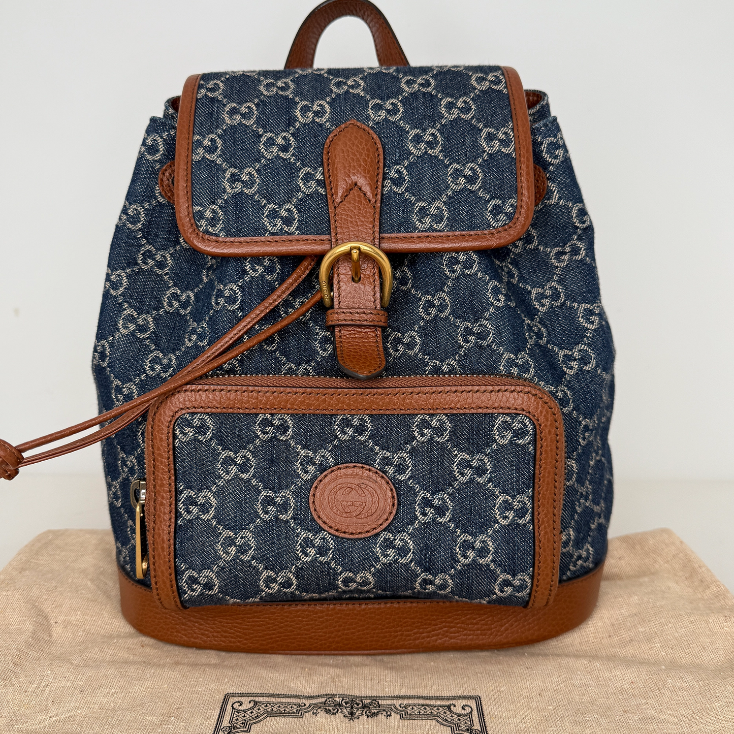 Gucci New Denim GG Monogram Retro Rucksack blau / neuwertig Gucci