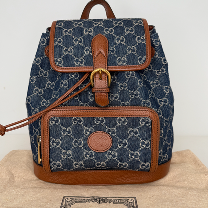 Gucci New Denim GG Monogram Retro Rucksack blau / neuwertig Gucci