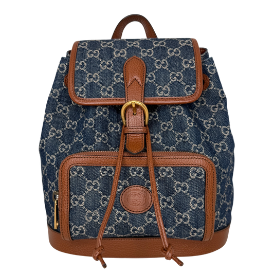 Gucci New Denim GG Monogram Retro Rucksack blau / neuwertig Gucci
