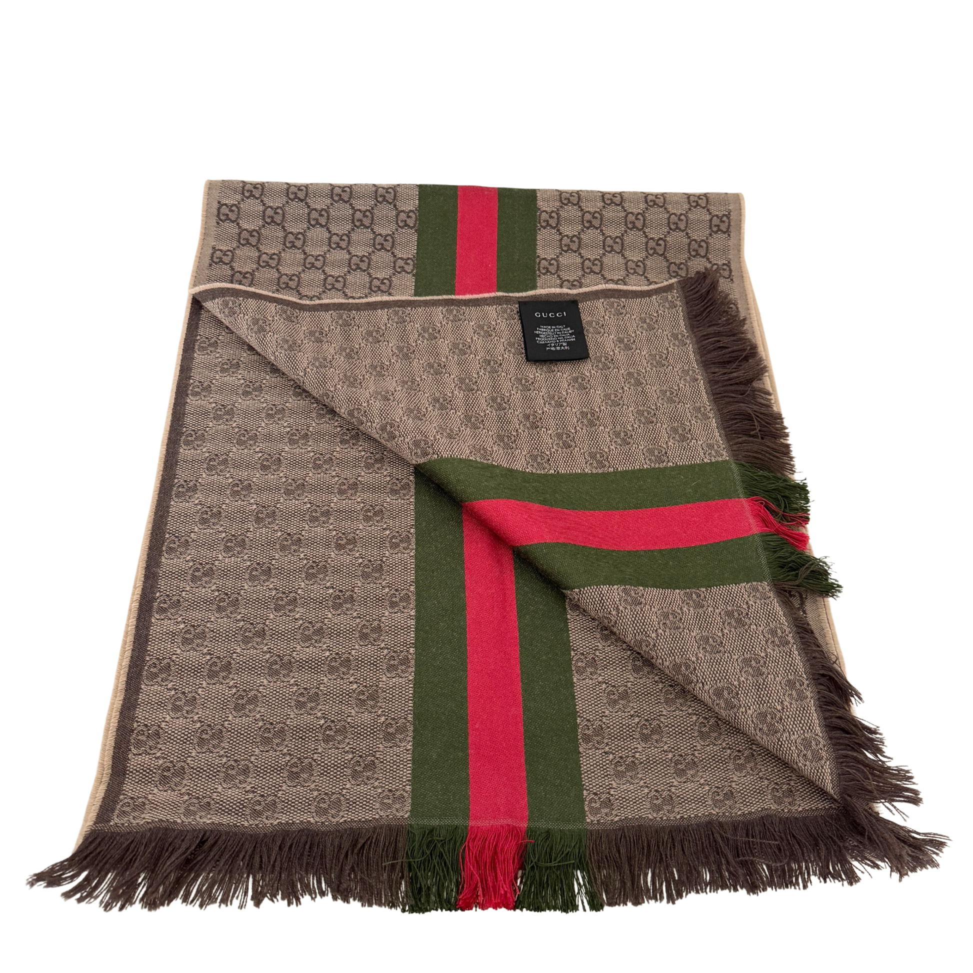 Gucci GG Schal aus Wolle und Seide Braun / neuwertig Gucci