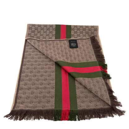Gucci GG Schal aus Wolle und Seide Braun / neuwertig Gucci
