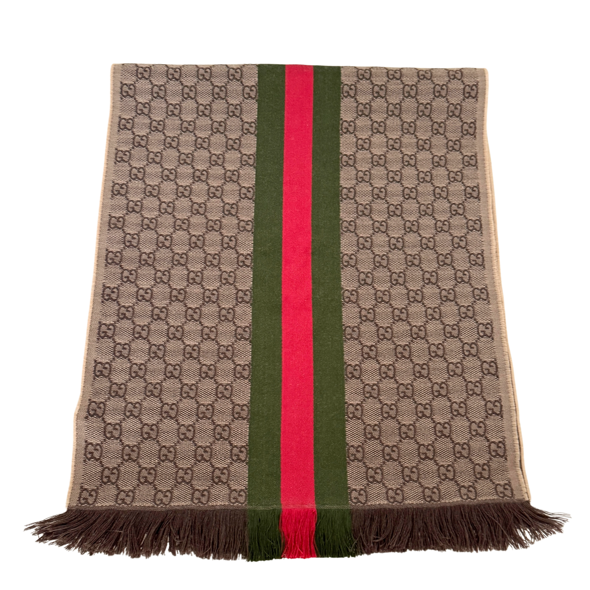 Gucci GG Schal aus Wolle und Seide Braun / neuwertig Gucci