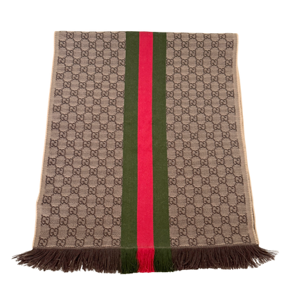 Gucci GG Schal aus Wolle und Seide Braun / neuwertig Gucci