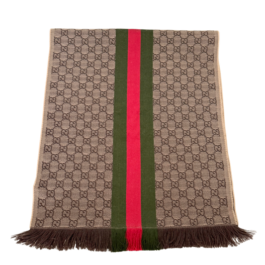 Gucci GG Schal aus Wolle und Seide Braun / neuwertig Gucci