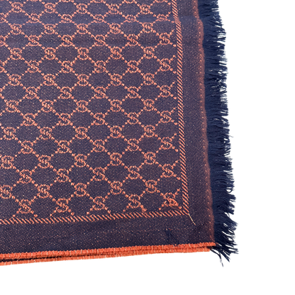 Gucci Schal aus Wolle Dunkelblau Orange / sehr gut Gucci