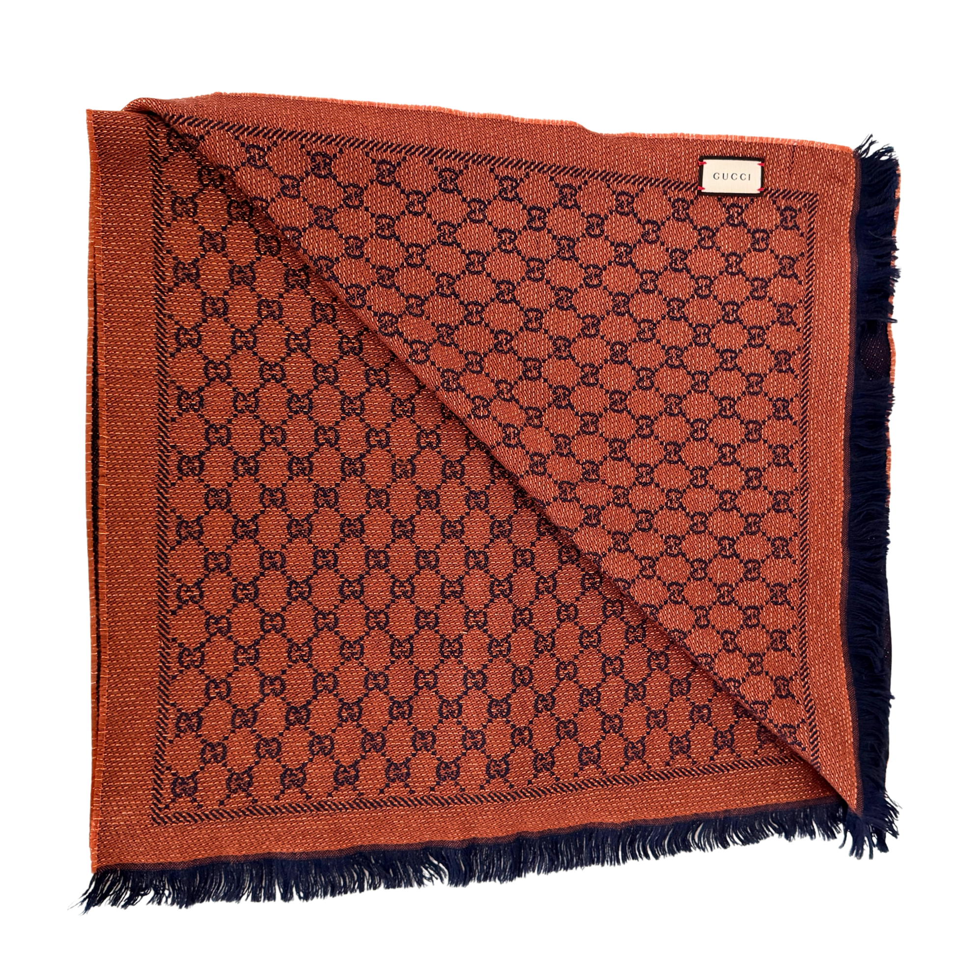 Gucci Schal aus Wolle Dunkelblau Orange / sehr gut Gucci