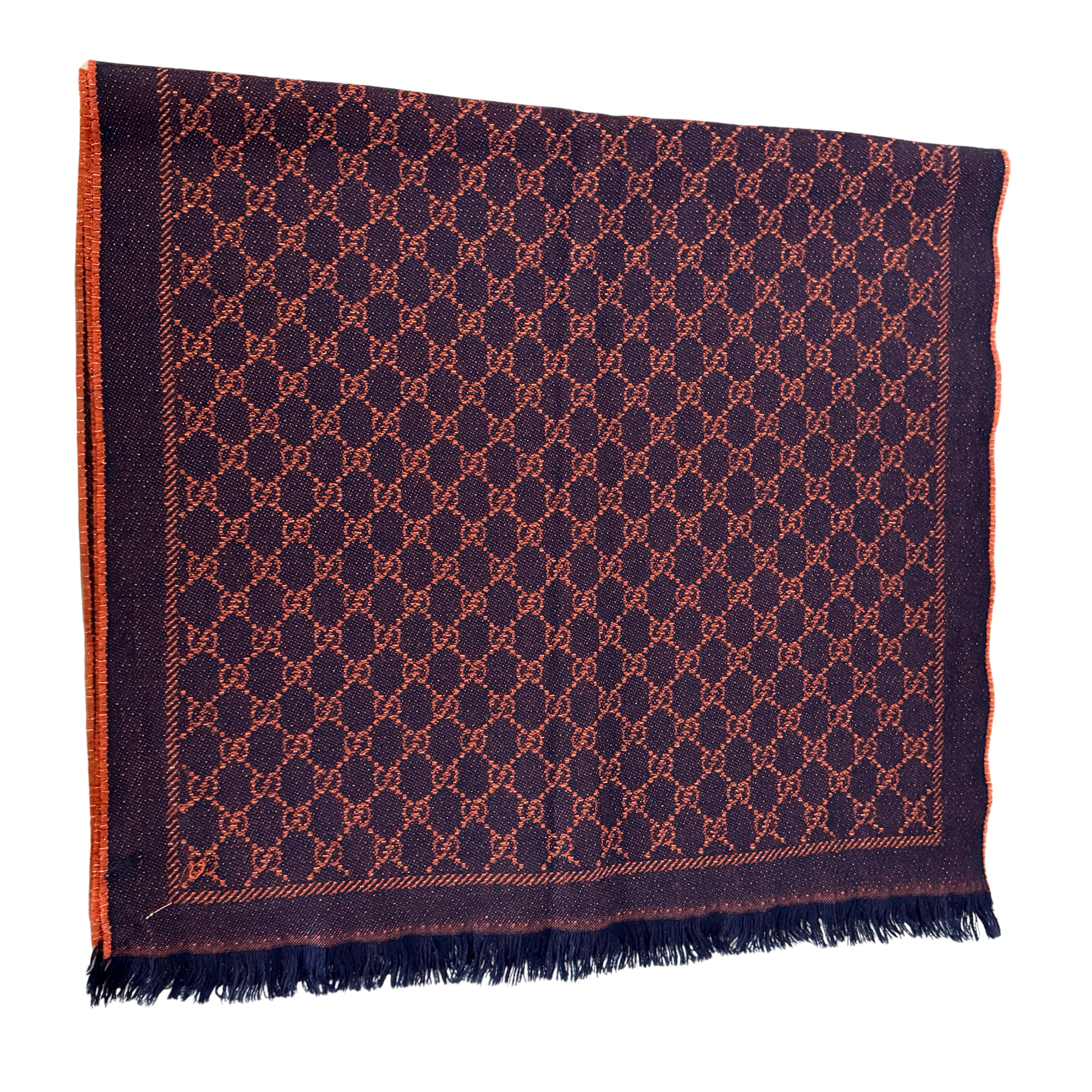 Gucci Schal aus Wolle Dunkelblau Orange / sehr gut Gucci