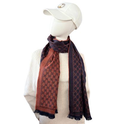 Gucci Schal aus Wolle Dunkelblau Orange / sehr gut Gucci