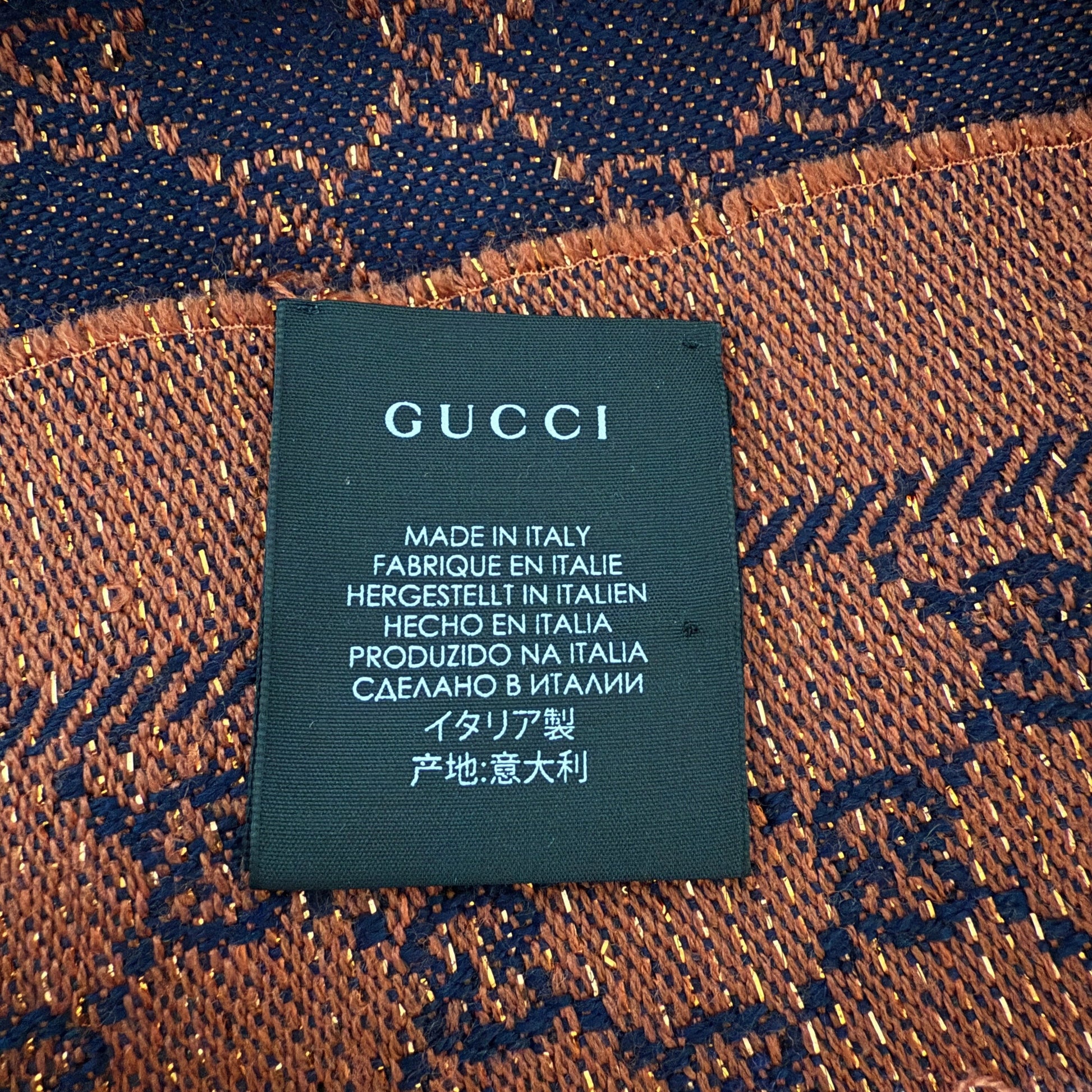 Gucci Schal aus Wolle Dunkelblau Orange / sehr gut Gucci