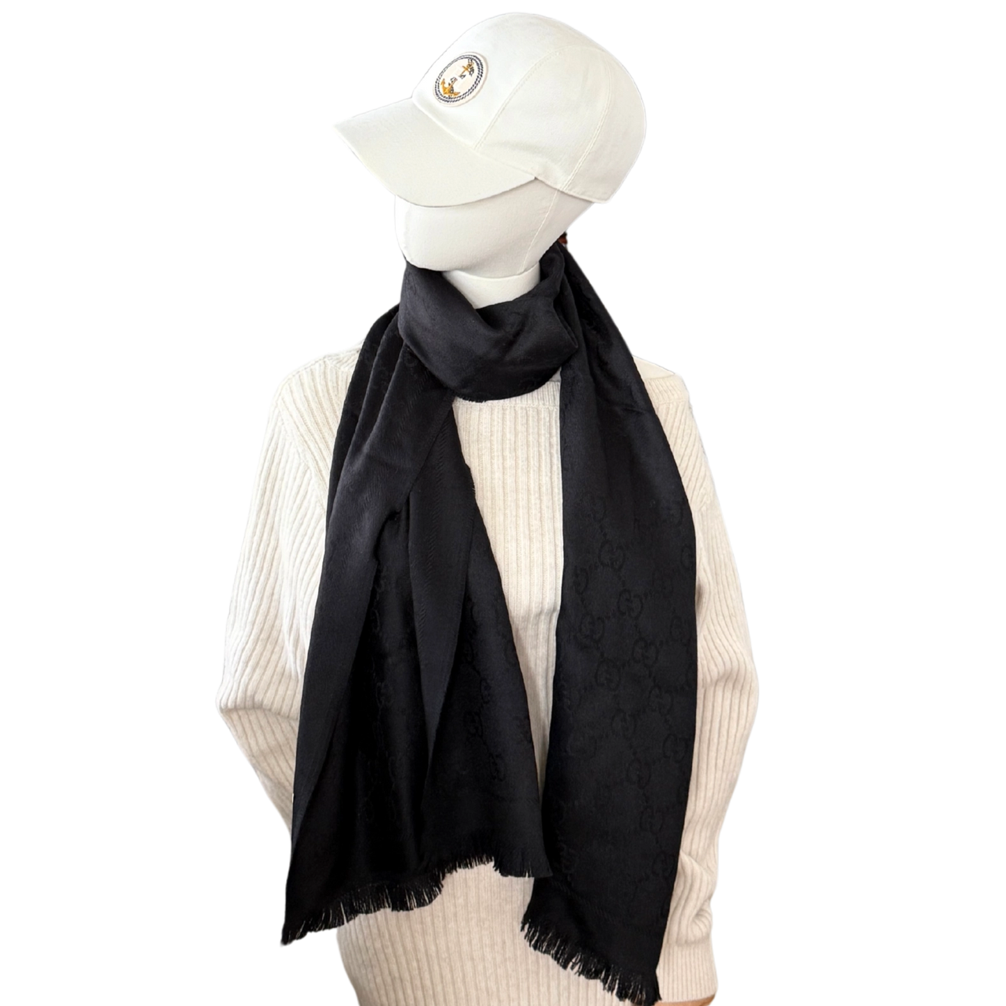 Gucci Schal aus Wolle Schwarz / neuwertig Gucci