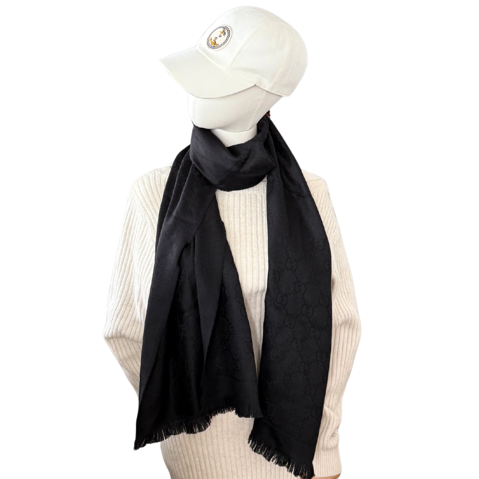 Gucci Schal aus Wolle Schwarz / neuwertig Gucci