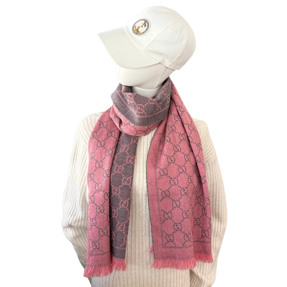 Gucci GG Schal aus Wolle Rosa Grau / sehr gut Gucci