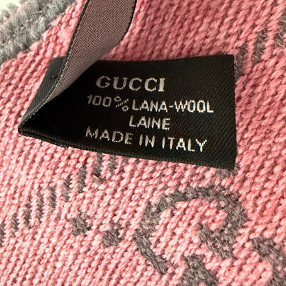 Gucci GG Schal aus Wolle Rosa Grau / sehr gut Gucci