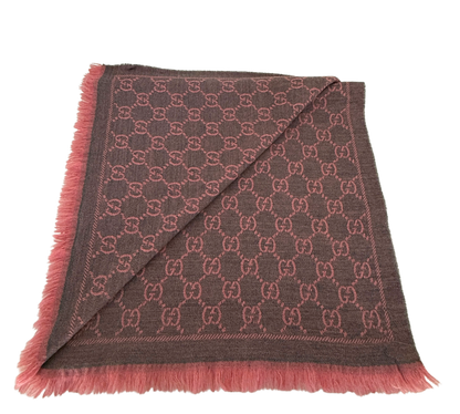 Gucci GG Schal aus Wolle Rosa Grau / sehr gut Gucci