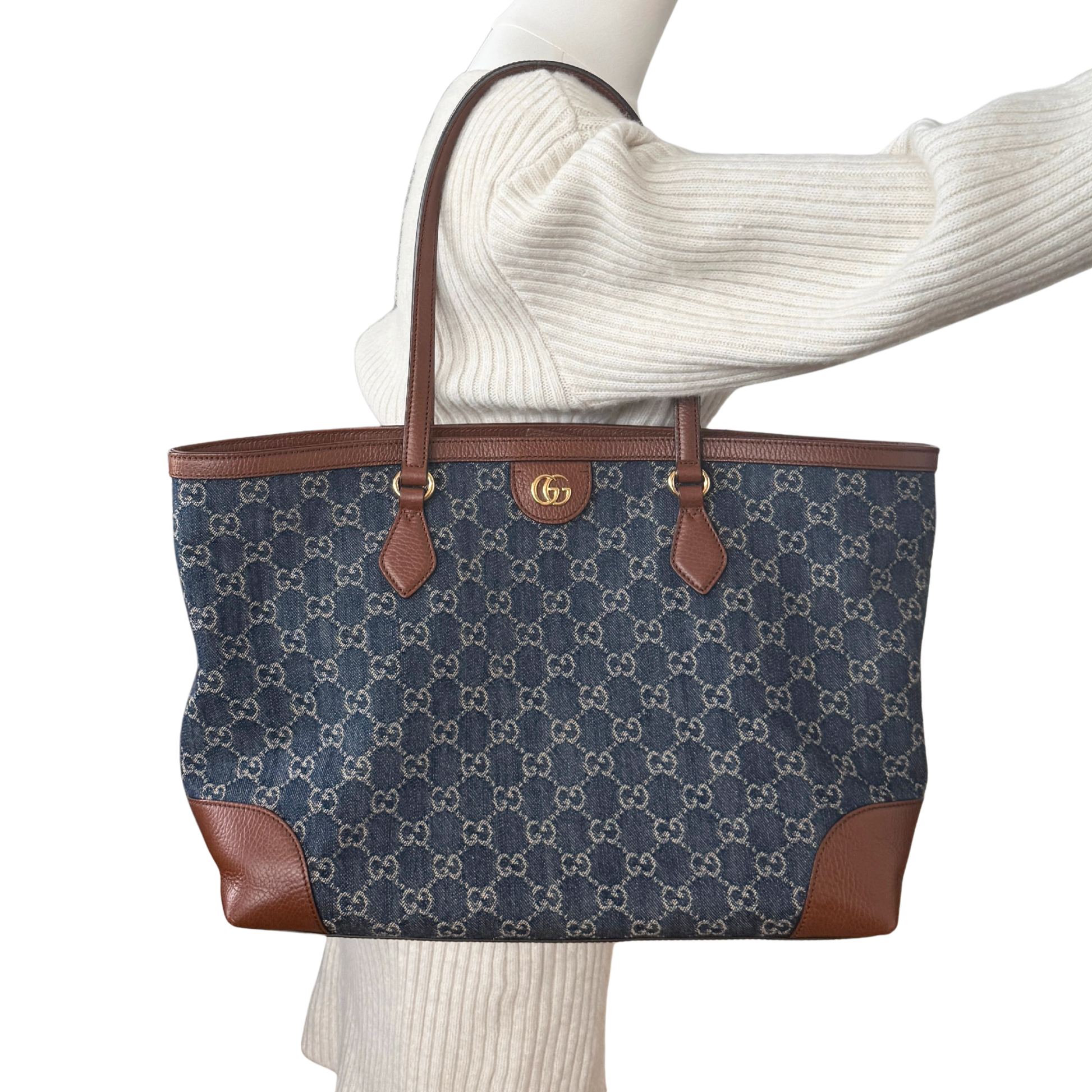 Gucci Ophidia GG Denim Tote Bag Blau / gut Echtheitscheck