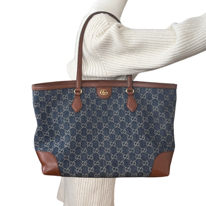 Gucci Ophidia GG Denim Tote Bag Blau / gut Echtheitscheck