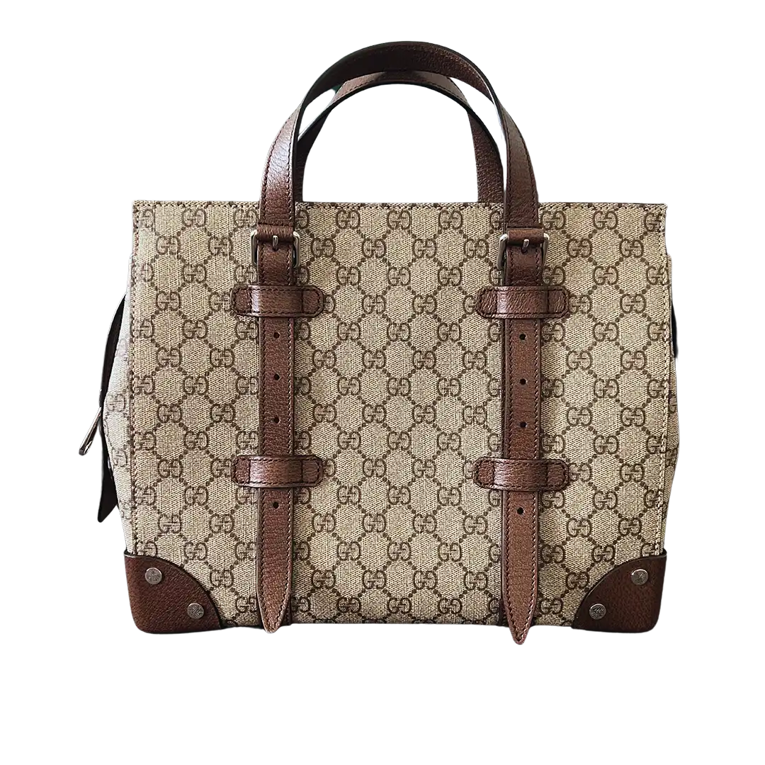 GUCCI GG Supreme Tote Bag Leder Canvas beige braun / sehr gut Gucci