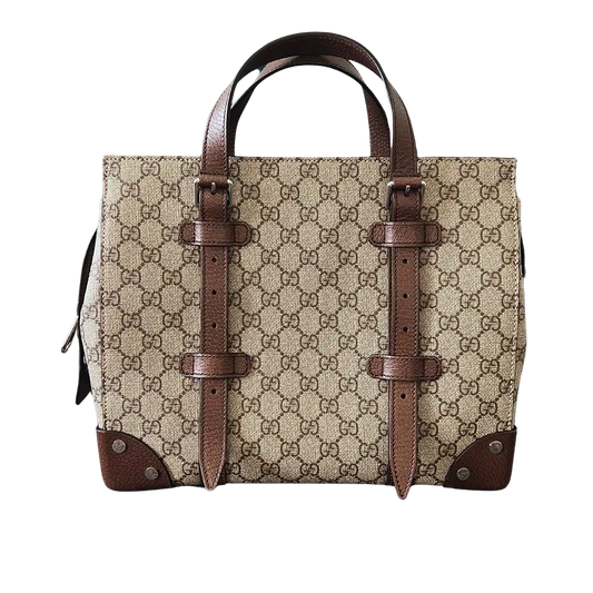 GUCCI GG Supreme Tote Bag Leder Canvas beige braun / sehr gut Gucci