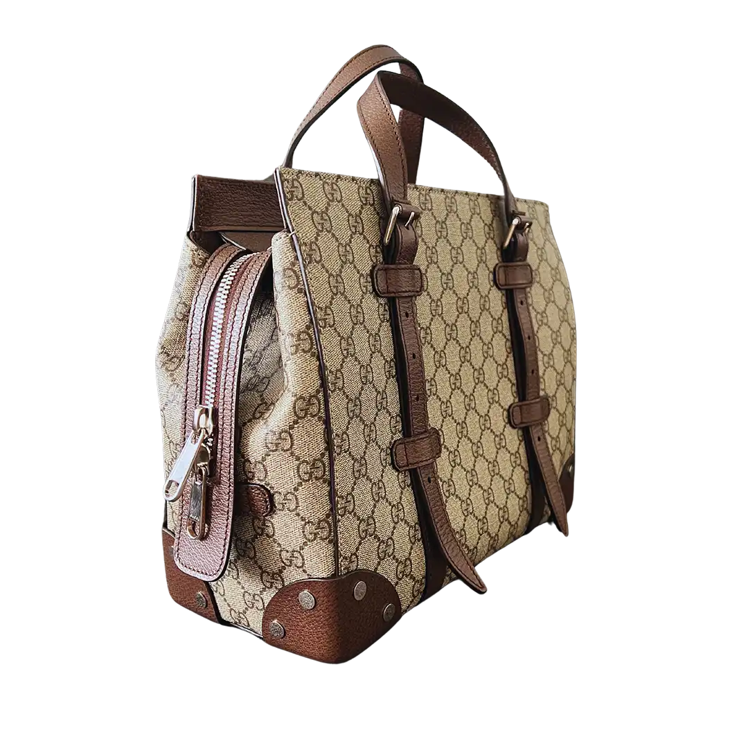 GUCCI GG Supreme Tote Bag Leder Canvas beige braun / sehr gut Gucci