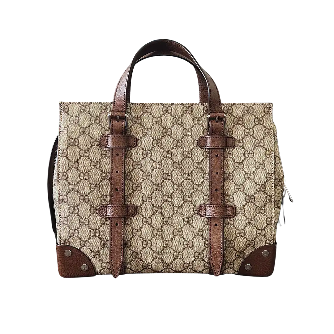 GUCCI GG Supreme Tote Bag Leder Canvas beige braun / sehr gut Gucci