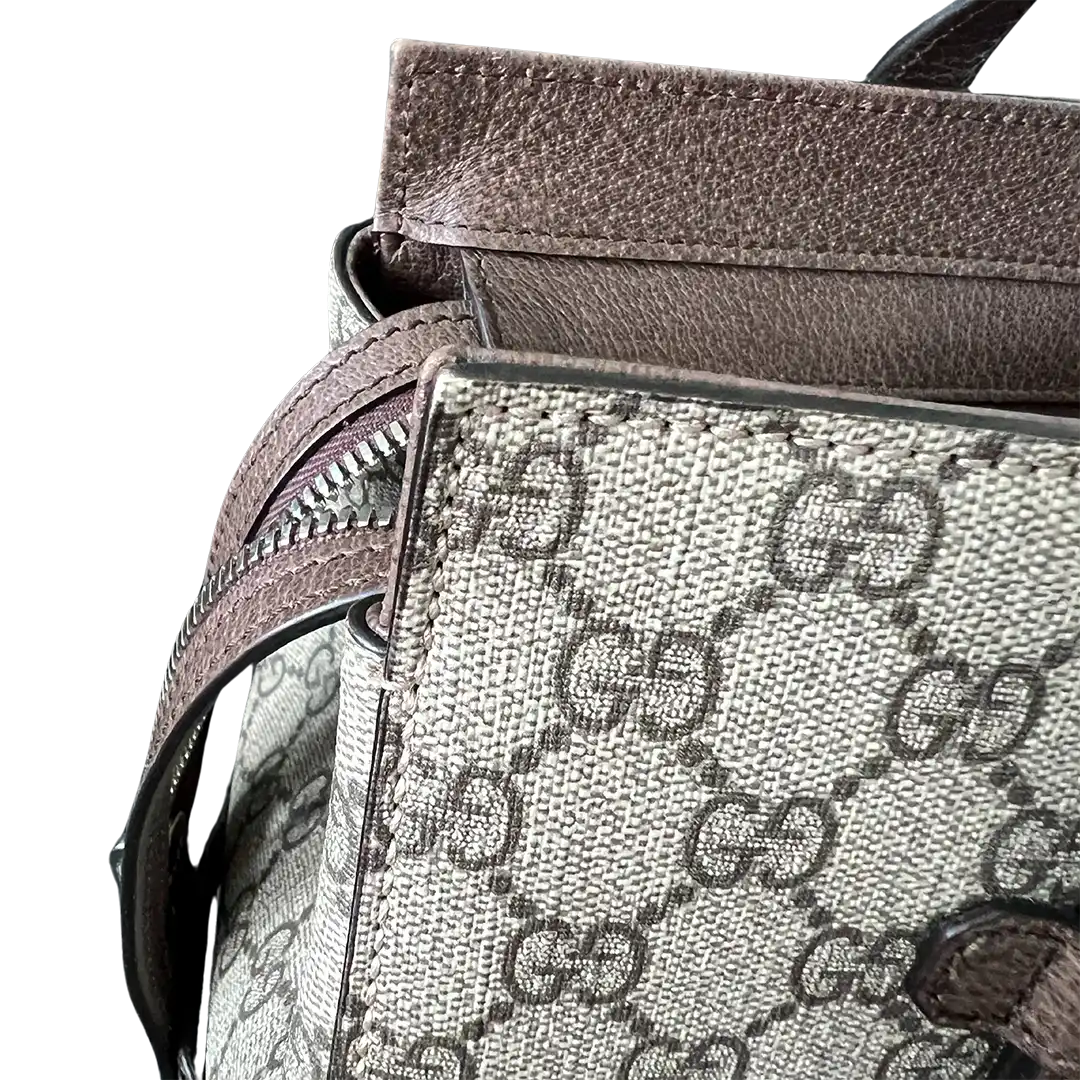 GUCCI GG Supreme Tote Bag Leder Canvas beige braun / sehr gut Gucci