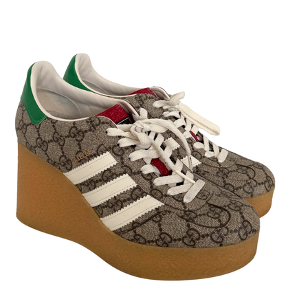 Adidas x Gucci Gazelle Wedge Beige GG Monogram Größe 38 Braun / sehr gut Gucci