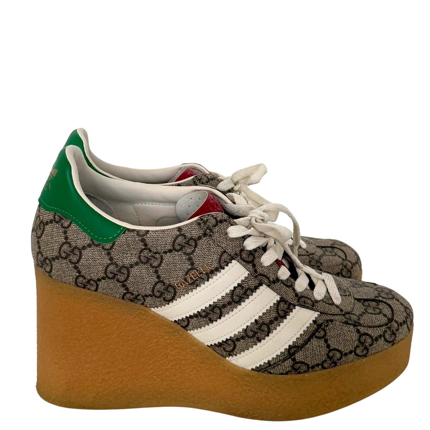 Adidas x Gucci Gazelle Wedge Beige GG Monogram Größe 38 Braun / sehr gut Gucci