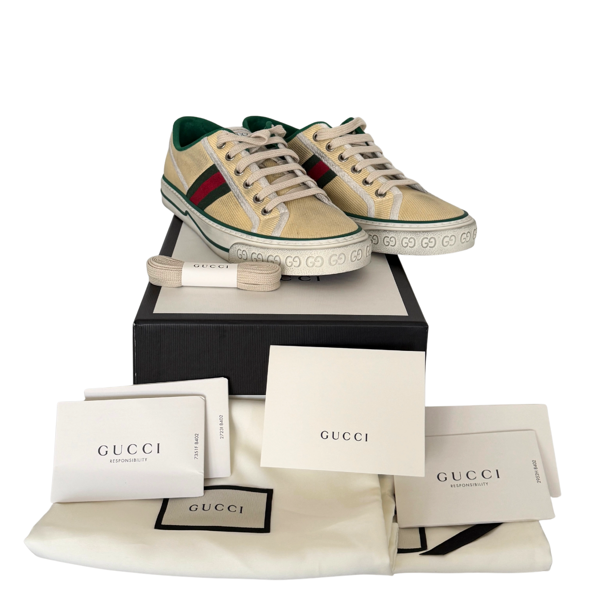 Gucci Tennis 1977 Low-Top-Sneaker Größe 40 Beige Fullset / neuwertig Gucci