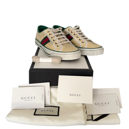 Gucci Tennis 1977 Low-Top-Sneaker Größe 40 Beige Fullset / neuwertig Gucci