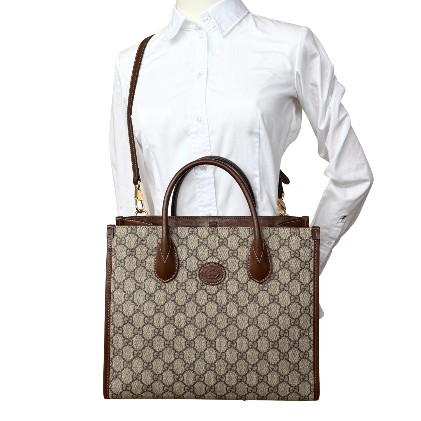 Gucci GG Supreme Monogram Small Tote Bag Braun / sehr gut Gucci