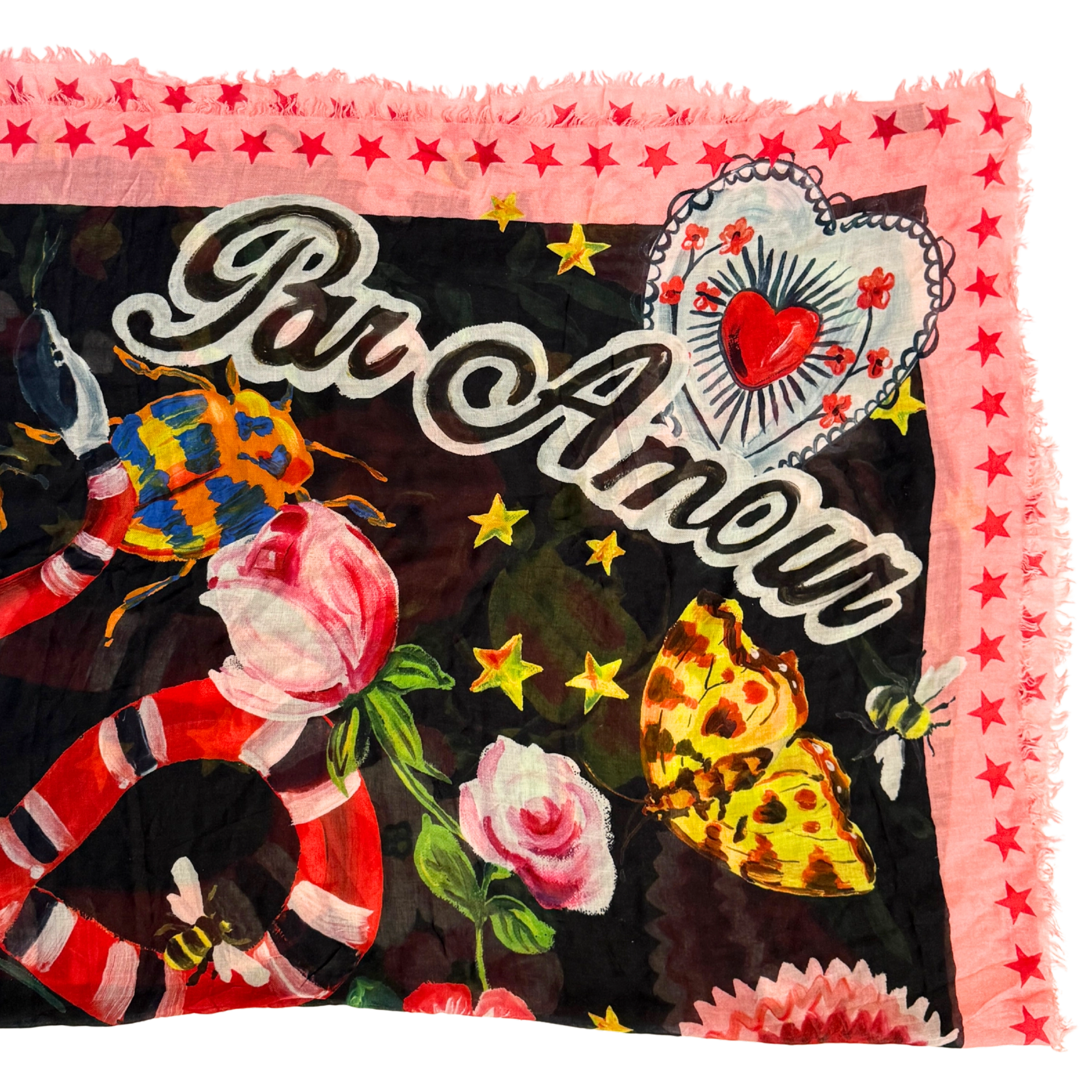 Gucci Tuch Stola Blind by Love Schwarz Rosa / gut Gucci