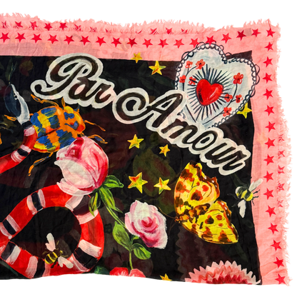 Gucci Tuch Stola Blind by Love Schwarz Rosa / gut Gucci